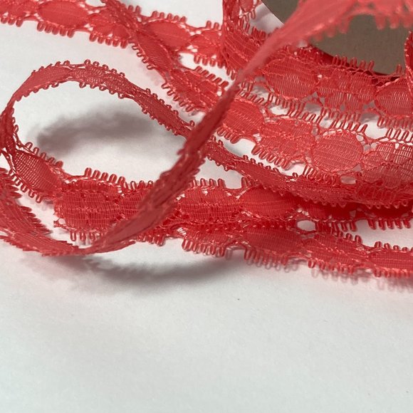 Coral Petite Lace Trim 12 Rolls Offray Crafts Scrapbook Card Making Gift 7/16" - Picture 4 of 14